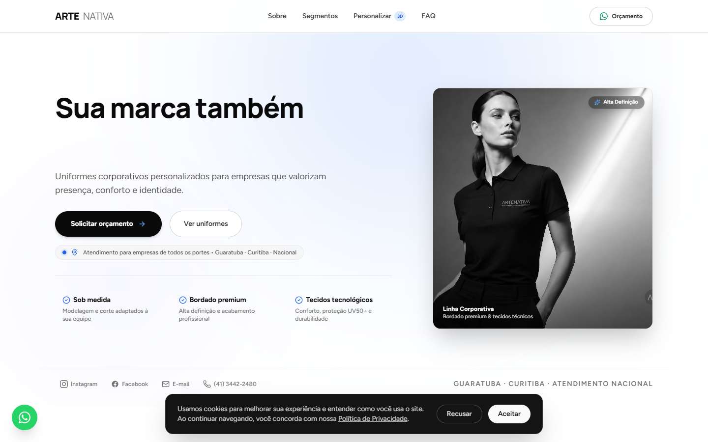 Página inicial do site Arte Nativa